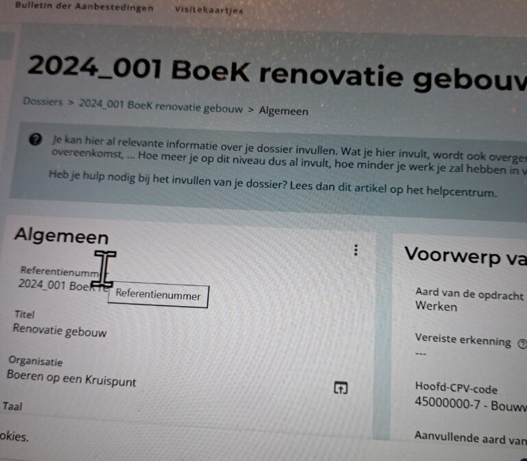 Openbare aanbesteding gepubliceerd