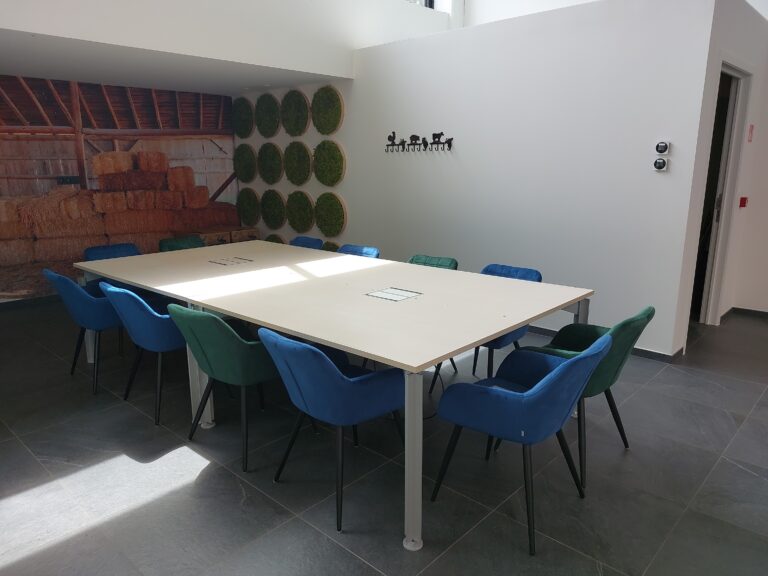Een vergadertafel met 12 zitplaatsen